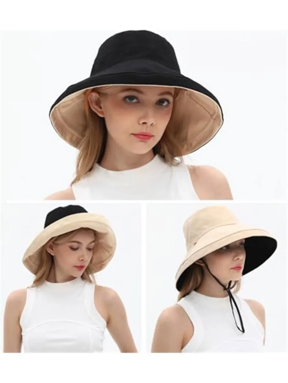 100% Cotton Sun Hats for Women Summer Wide Brim UPF50+ UV Protection